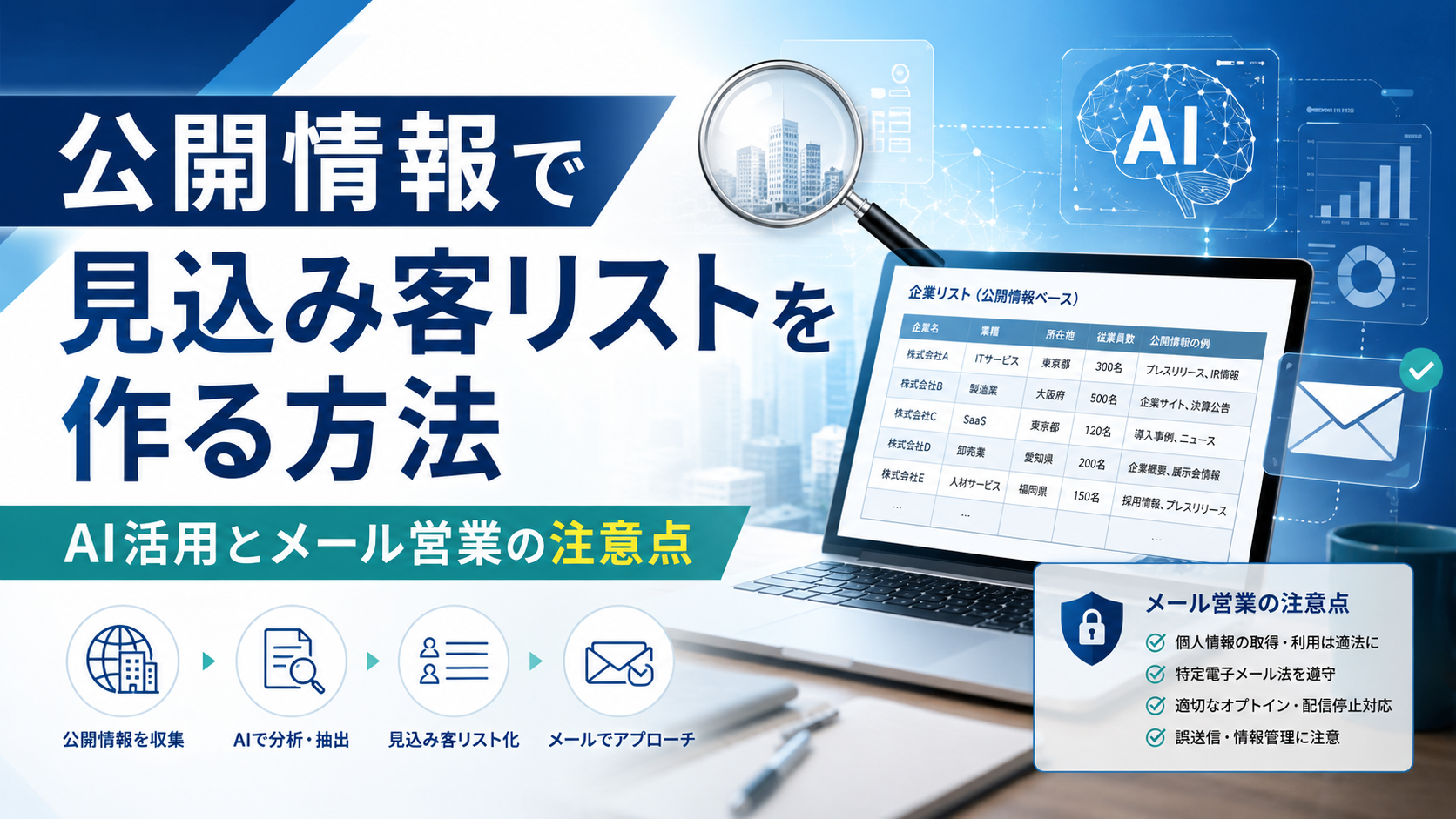 公開情報で見込み客リストを作る方法|AI活用とメール営業の注意点