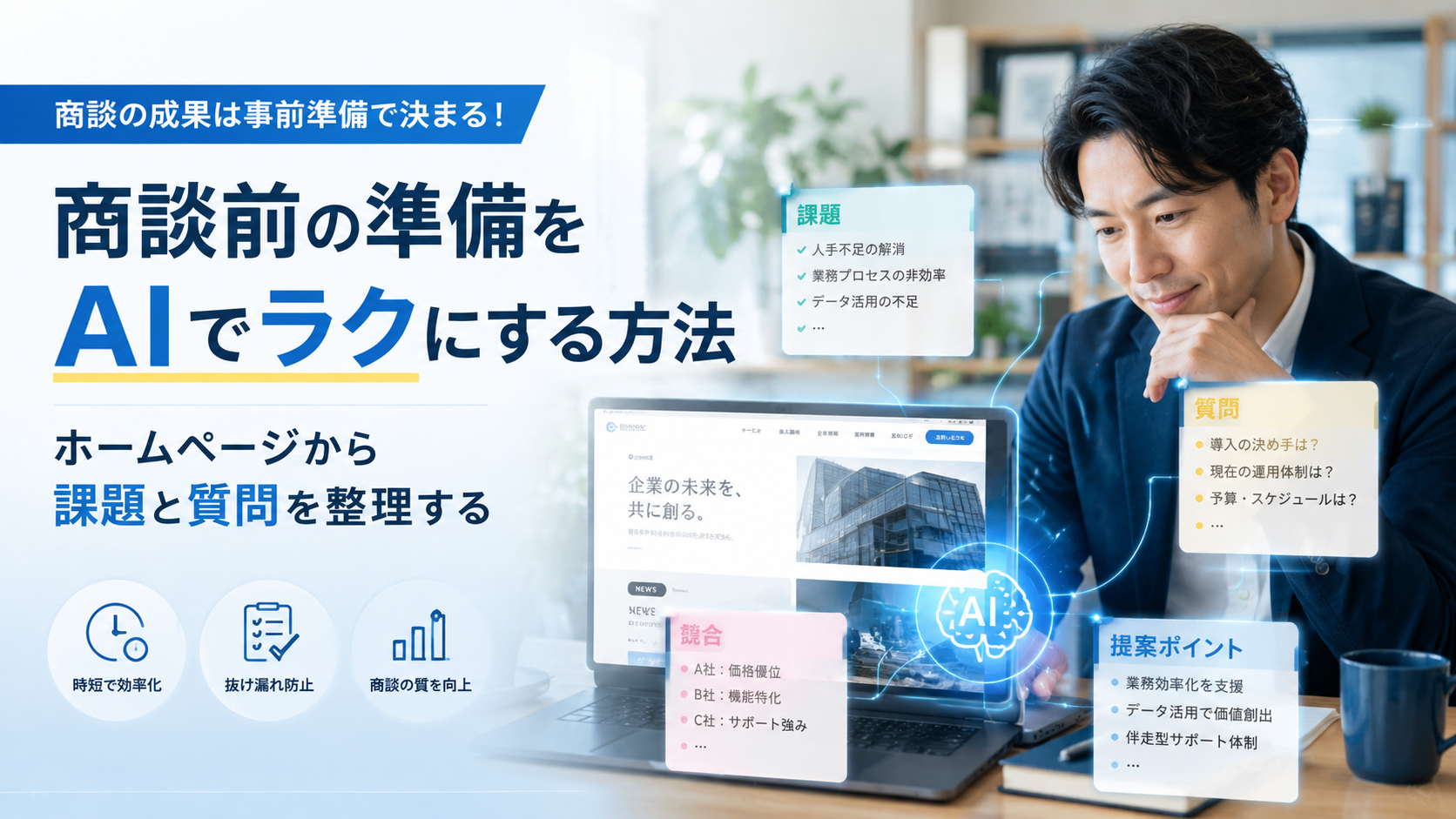 商談前の準備をAIでラクにする方法|ホームページから課題と質問を整理する